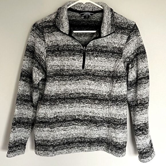 *2/$30* Lands’ End Women’s sweater fleece quarter zip pullover in ombré stripe - Picture 1 of 4